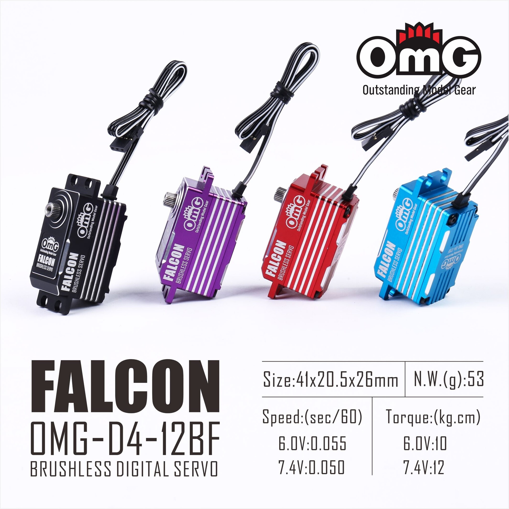 OMG D4-12BF FALCON Low Profile Digital Servo - Black OMG D4-12BF FALCON Low Profile Digital Servo - Black