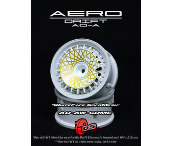 AERO DRIFT Wheel Cover - Slope White w/ Gold Mesh AERO DRIFT Wheel Cover - Slope White w/ Gold Mesh