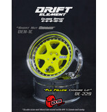 DS Racing Drift Element 6 Spoke Wheel Adj. Offset (2pcs) / Flu Yellow Face / Chrome Lip