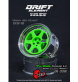 DS Racing Drift Element 6 Spoke Wheel Adj. Offset (2pcs) / Flu Green Face / Chrome Lip with Black Rivets