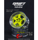 DS Racing Drift Element 5 Spoke Wheel Adj. Offset (2pcs) / Flu Yellow Face / Chrome Lip with Black Rivets