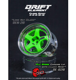 DS Racing Drift Element 5 Spoke Wheel Adj. Offset (2pcs) / Flu Green Face / Chrome Lip with Black Rivets