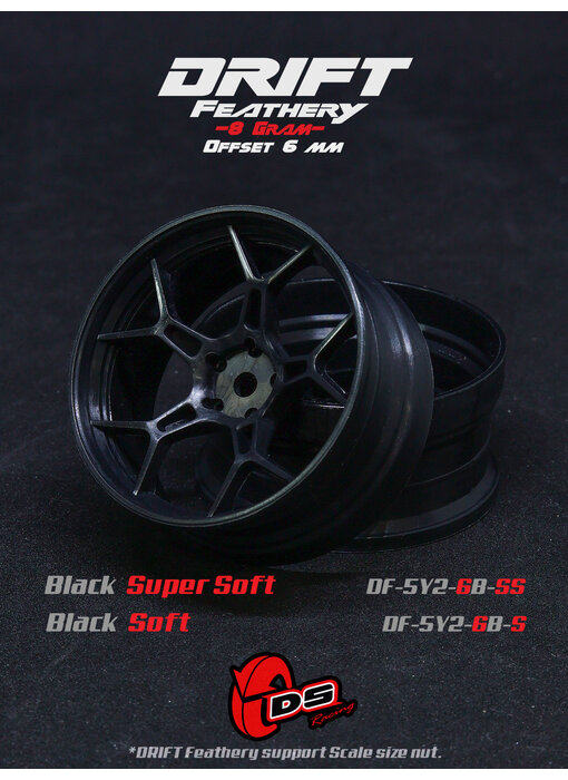 DS Racing DF 5Y Spoke Wheel (2) / Black Super Soft / 6mm