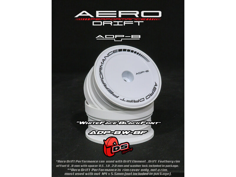 DS Racing Aero Drift Performance Wheel Cover for Drift Element Wheel / Design: Flat / Color: White Face