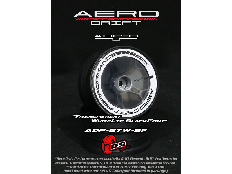 DS Racing Aero Drift Performance Wheel Cover for Drift Element Wheel / Design: Flat / Color: Transparent / White Lip