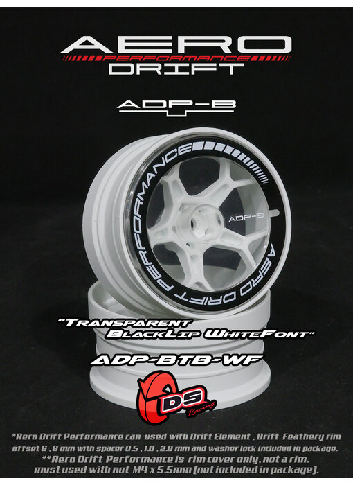 DS Racing Aero Drift Perf. Wheel Cover for DE Wheel / Flat / Transparent / Black Lip
