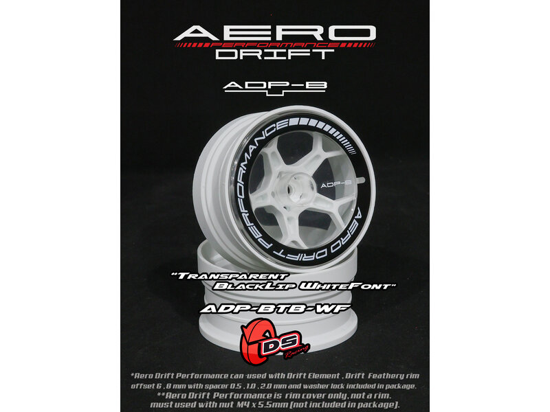 DS Racing Aero Drift Performance Wheel Cover for Drift Element Wheel / Design: Flat / Color: Transparent / Black Lip
