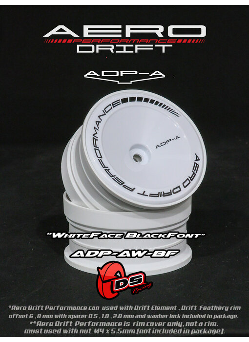 DS Racing Aero Drift Perf. Wheel Cover for DE Wheel / Sloped / White Face