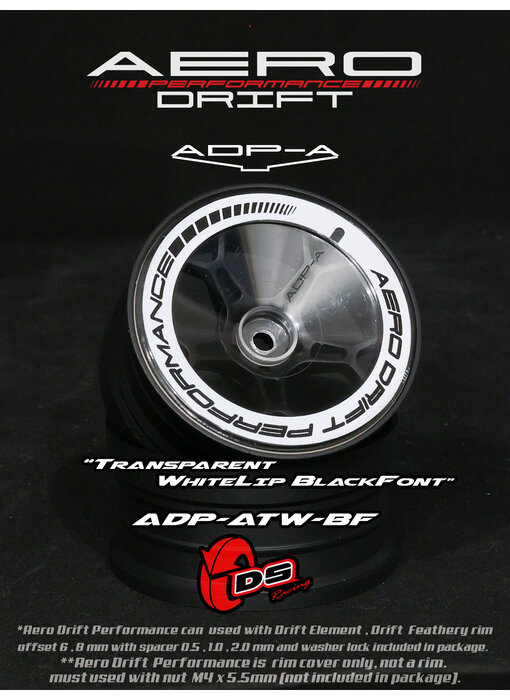 DS Racing Aero Drift Perf. Wheel Cover for DE Wheel / Sloped / Transparent / White Lip