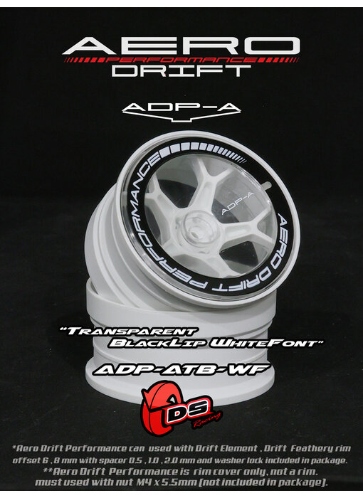 DS Racing Aero Drift Perf. Wheel Cover for DE Wheel / Sloped / Transparent / Black Lip