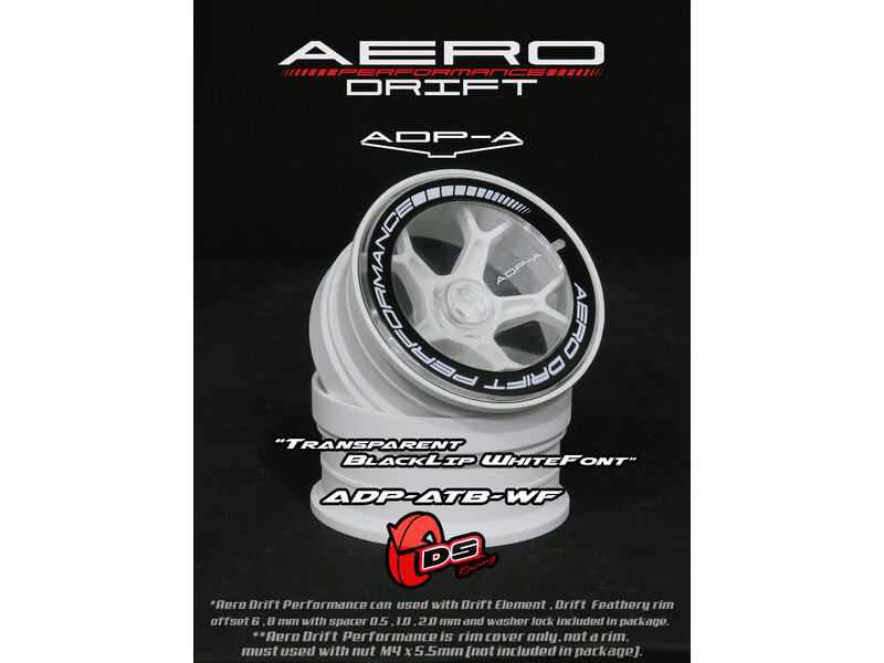 DS Racing Aero Drift Performance Wheel Cover for Drift Element Wheel / Design: Sloped / Color: Transparent / Black Lip