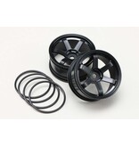Yokomo 6 Spoke Drift Wheel - Black (2pcs)