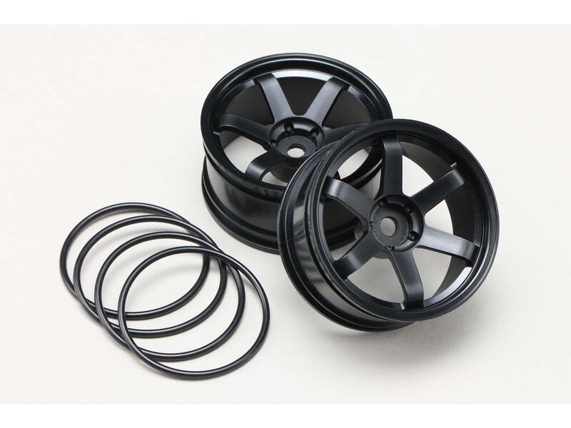 Yokomo 6 Spoke Drift Wheel - Black (2pcs)