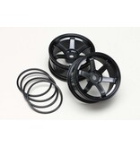 Yokomo 6 Spoke Drift Wheel - Black (2pcs)