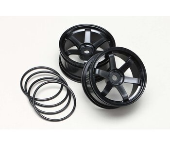 Yokomo 6 Spoke Drift Wheel - Black (2pcs)