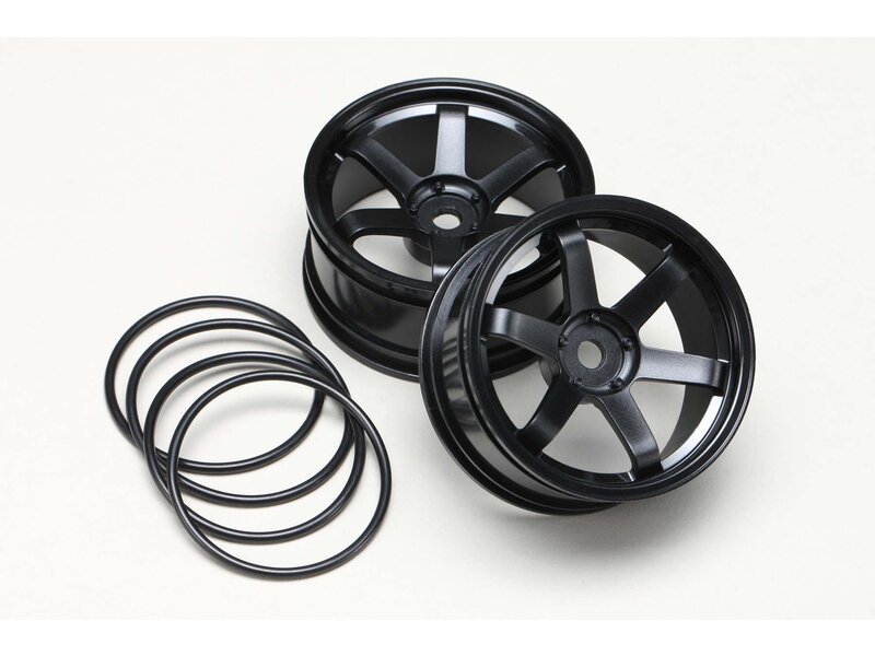 Yokomo 6 Spoke Drift Wheel - Black (2pcs)
