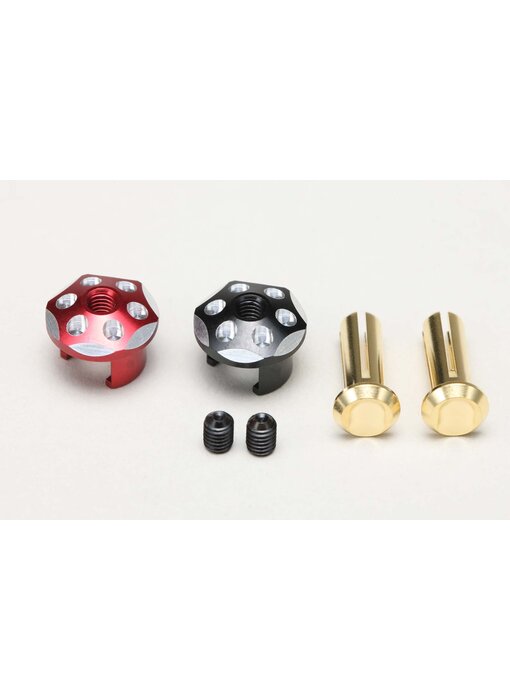 Yokomo Aluminum Battery Plug Cap Set φ4 Red & Black