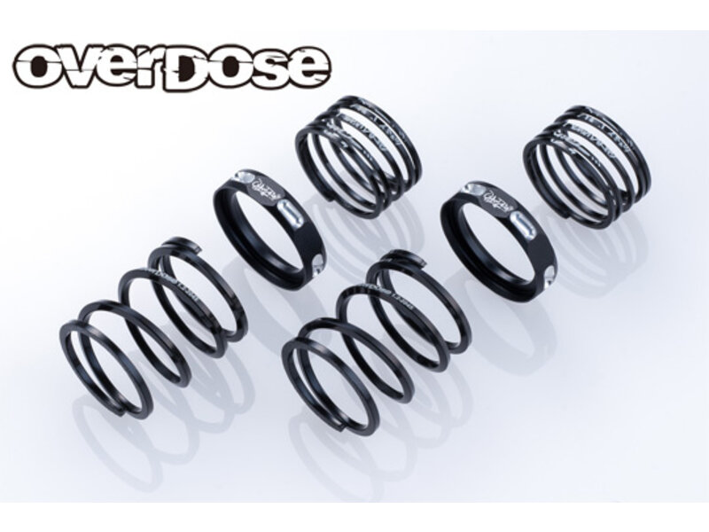 Overdose 4Edge Twin Spring 1.2-2050 φ1.2, 5.0 Coil, 20mm with Helper Spring / Color: Black (2pcs)