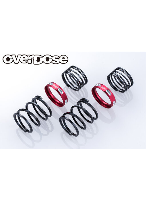 Overdose 4Edge Twin Spring 1.2-2050 φ1.2, 5.0 Coil, 20mm with Helper Spring / Red (2)