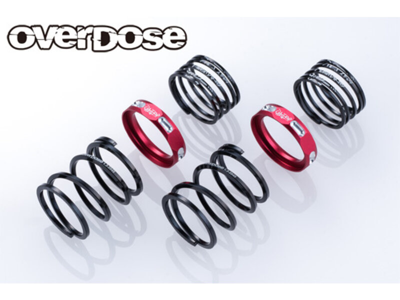 Overdose 4Edge Twin Spring 1.2-2050 φ1.2, 5.0 Coil, 20mm with Helper Spring / Color: Red (2pcs)