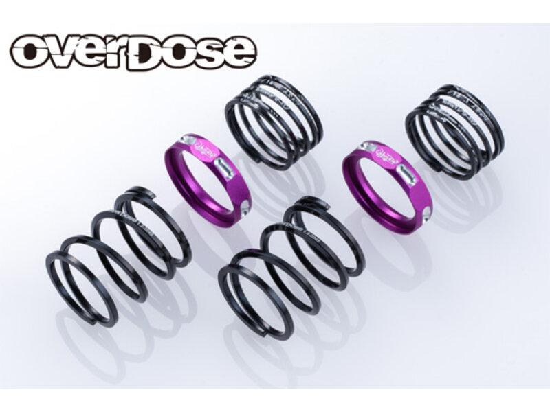 Overdose 4Edge Twin Spring 1.2-2050 φ1.2, 5.0 Coil, 20mm with Helper Spring / Color: Purple (2pcs)
