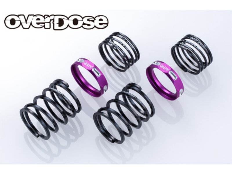 Overdose 4Edge Twin Spring 1.2-2055 φ1.2, 5.5 Coil, 20mm with Helper Spring / Color: Purple (2pcs)