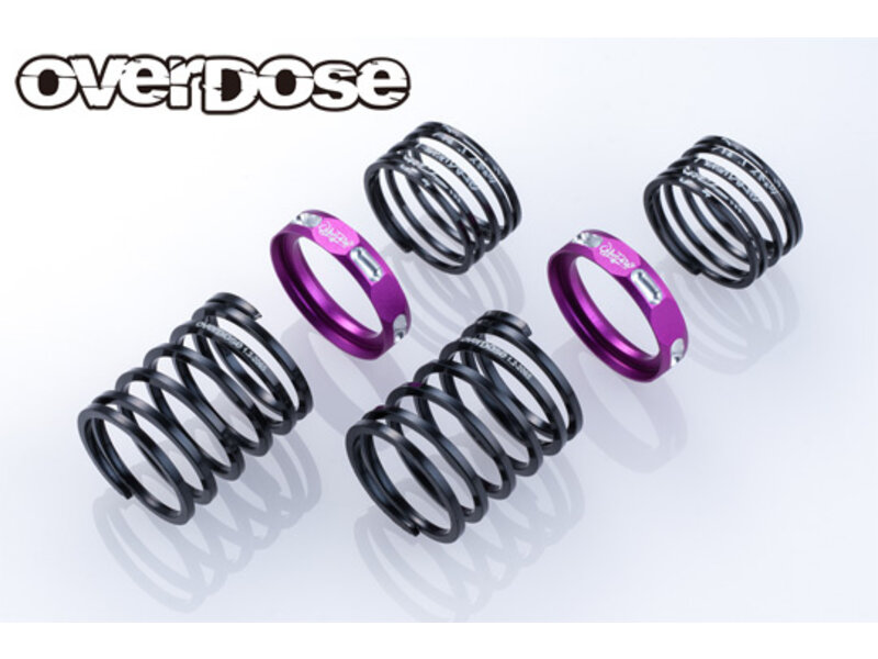 Overdose 4Edge Twin Spring 1.2-2065 φ1.2, 6.5 Coil, 20mm with Helper Spring / Color: Purple (2pcs)