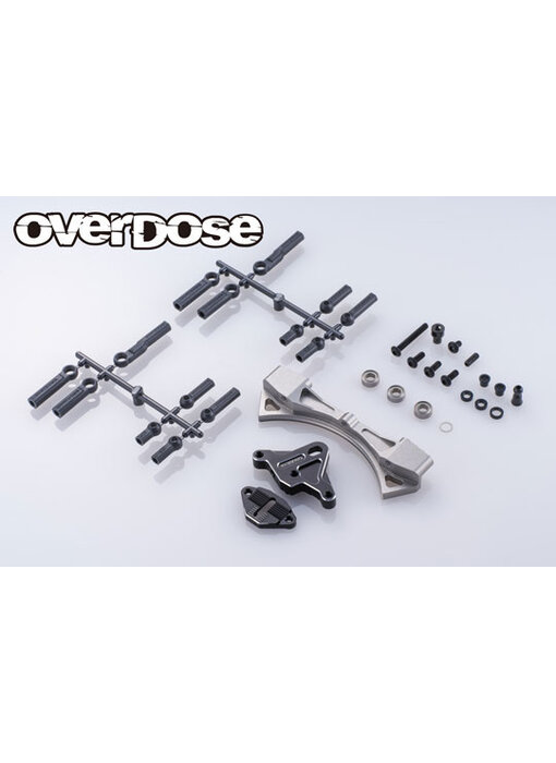 Overdose Alum. Curved Slide Rack Steering Set Type-3 for GALM / Black