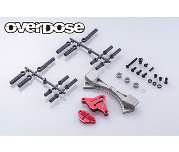 Overdose Alum. Curved Slide Rack Steering Set Type-3 for GALM / Red