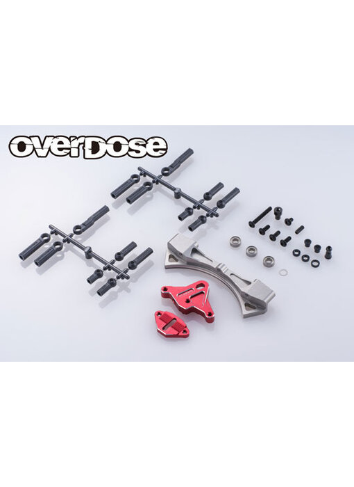 Overdose Alum. Curved Slide Rack Steering Set Type-3 for GALM / Red