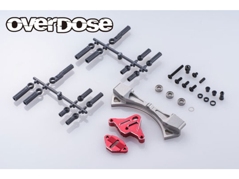 Overdose Aluminum Curved Slide Rack Steering Set Type-3 for GALM / Color: Red