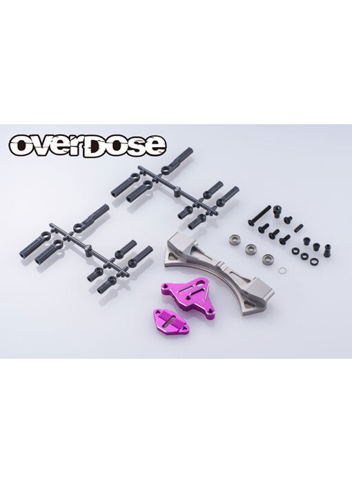 Overdose Alum. Curved Slide Rack Steering Set Type-3 for GALM / Purple