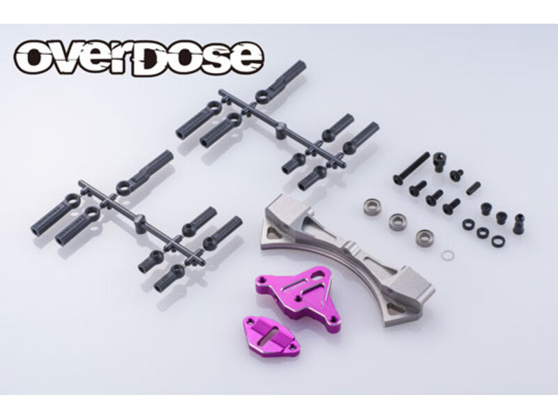 Overdose Aluminum Curved Slide Rack Steering Set Type-3 for GALM / Color: Purple