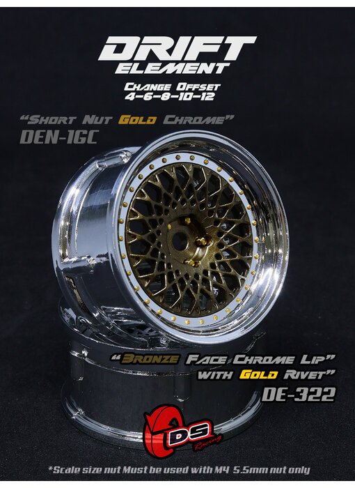 DS Racing DE Mesh Wheel (2) / Bronze / Chrome Lip / Gold Rivets