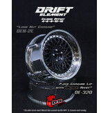 DS Racing Drift Element Mesh Wheel Adj. Offset (2pcs) / Gunmetal Face / Chrome Lip with Black Rivets