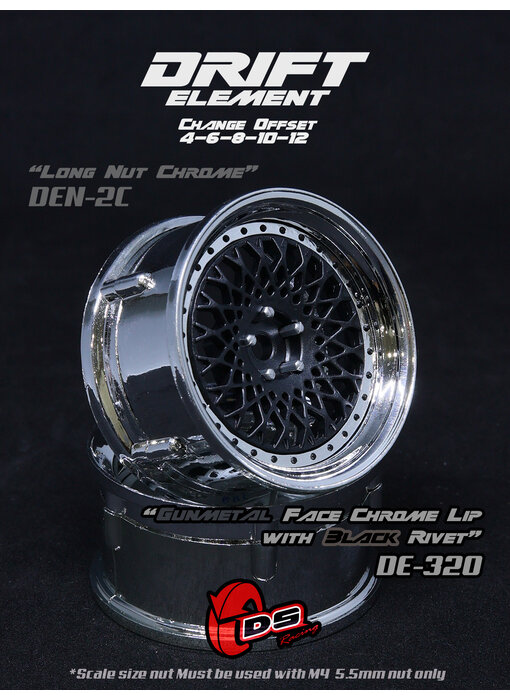 DS Racing DE Mesh Wheel (2) / Gunmetal / Chrome Lip / Black Rivets