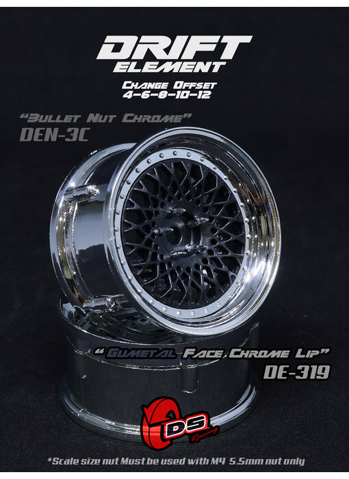 DS Racing DE Mesh Wheel (2) / Gunmetal / Chrome Lip