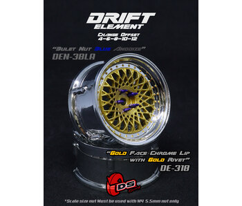 DS Racing DE Mesh Wheel (2) / Gold / Chrome Lip / Gold Rivets