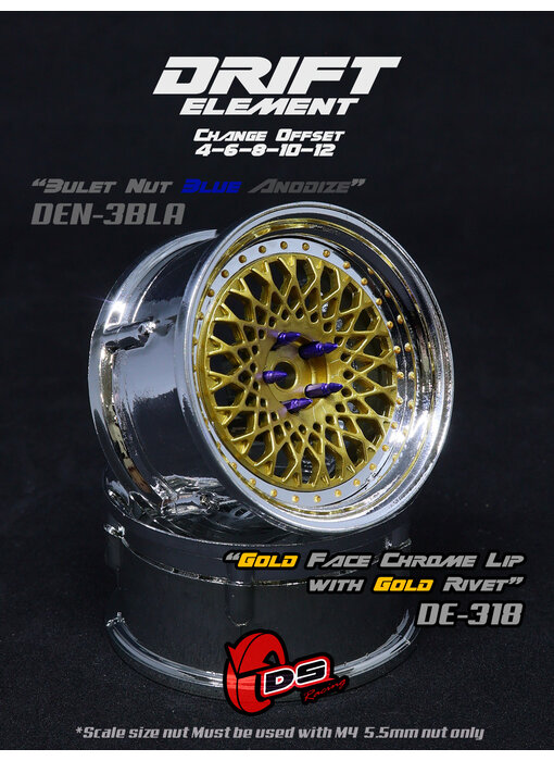 DS Racing DE Mesh Wheel (2) / Gold / Chrome Lip / Gold Rivets