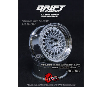 DS Racing DE Mesh Wheel (2) / Silver / Chrome Lip / Black Rivets