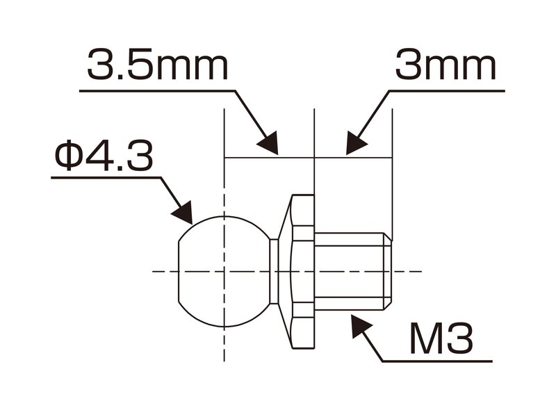 ReveD SPM Titanium Rod End Ball Short Neck SS / φ4.3mm / Screw Length 3.0mm (2pcs)
