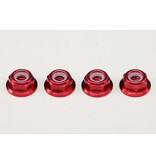 Yokomo ZC-N4AFLR - Aluminium Flange Nylon Lock Nut Thin M4 / Red (4pcs)