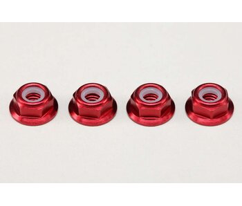 Yokomo Aluminium Flange Nylon Lock Nut Thin M4 / Red (4pcs)