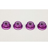 Yokomo ZC-N4AFLPU - Aluminium Flange Nylon Lock Nut Thin M4 / Purple (4pcs)