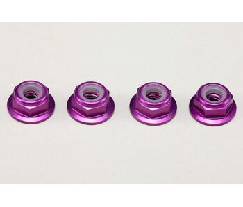 Yokomo Aluminium Flange Nylon Lock Nut Thin M4 / Purple (4pcs)