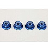 Yokomo ZC-N4AFLBL - Aluminium Flange Nylon Lock Nut Thin M4 / Blue (4pcs)
