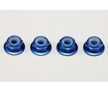 Yokomo Aluminium Flange Nylon Lock Nut Thin M4 / Blue (4pcs)
