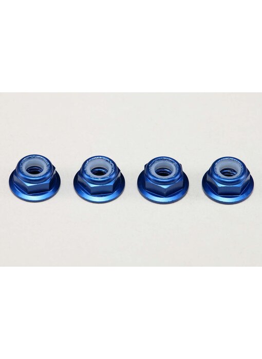 Yokomo Aluminium Flange Nylon Lock Nut Thin M4 / Blue (4pcs)