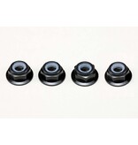 Yokomo ZC-N4AFLBK - Aluminium Flange Nylon Lock Nut Thin M4 / Black (4pcs)