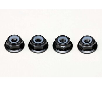 Yokomo Aluminium Flange Nylon Lock Nut Thin M4 / Black (4pcs)